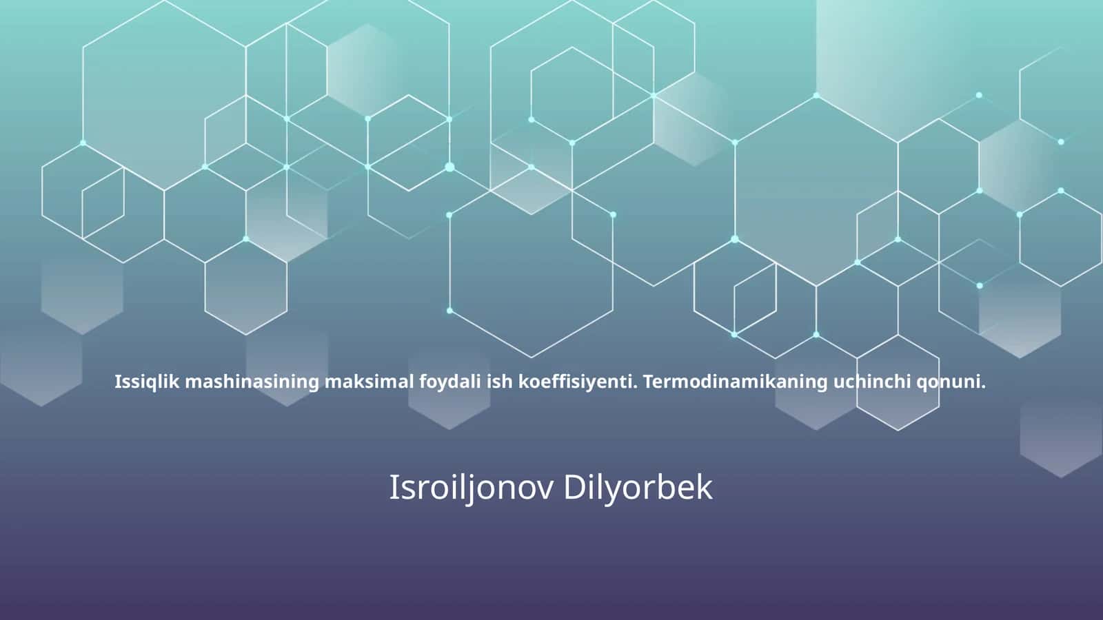 Issiqlik mashinasining maksimal foydali ish koeffisiyenti. Termodinamikaning uchinchi qonuni 1