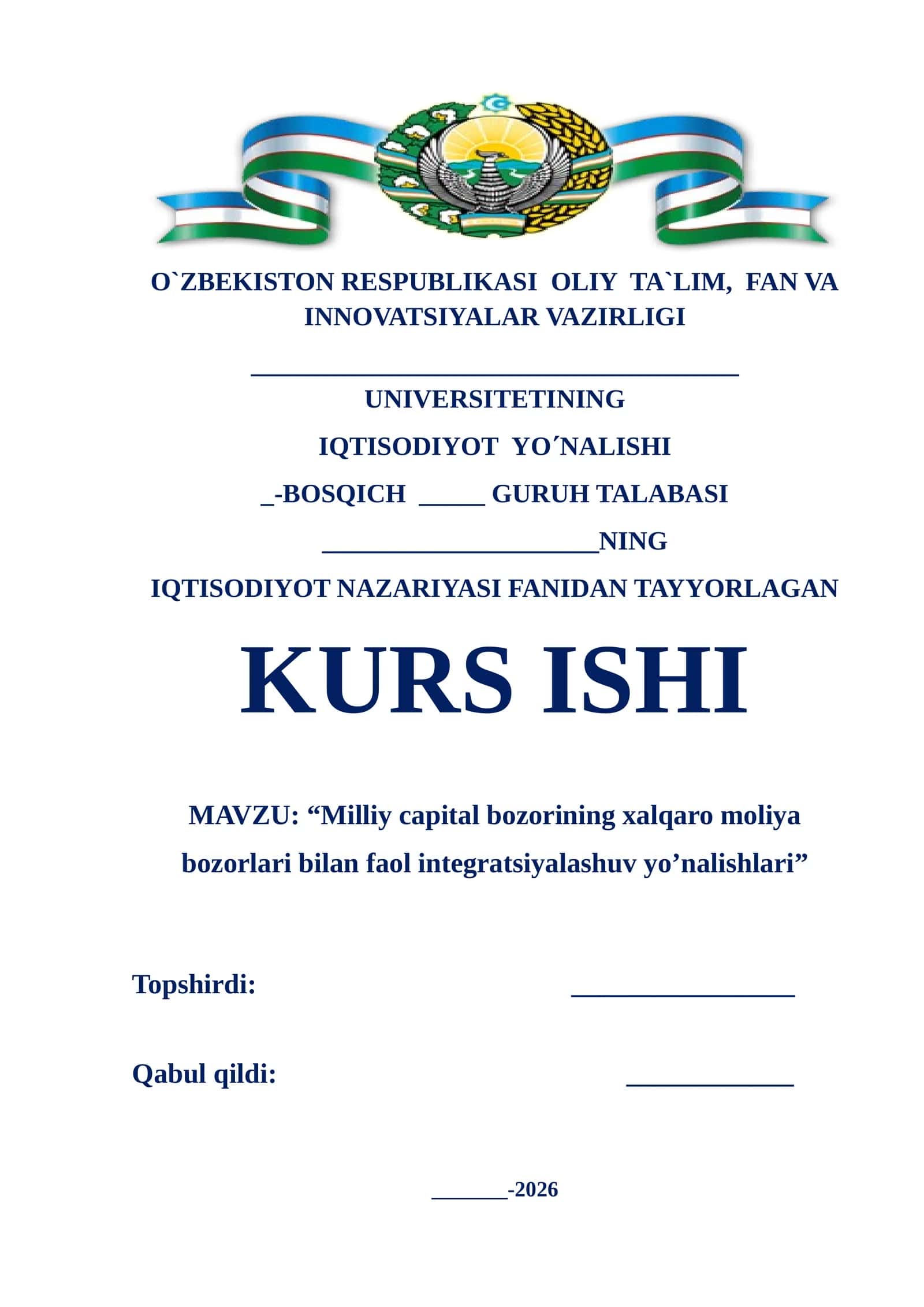 Milliy capital bozorining xalqaro moliya bozorlari bilan faol integratsiyalashuv yo’nalishlari 1