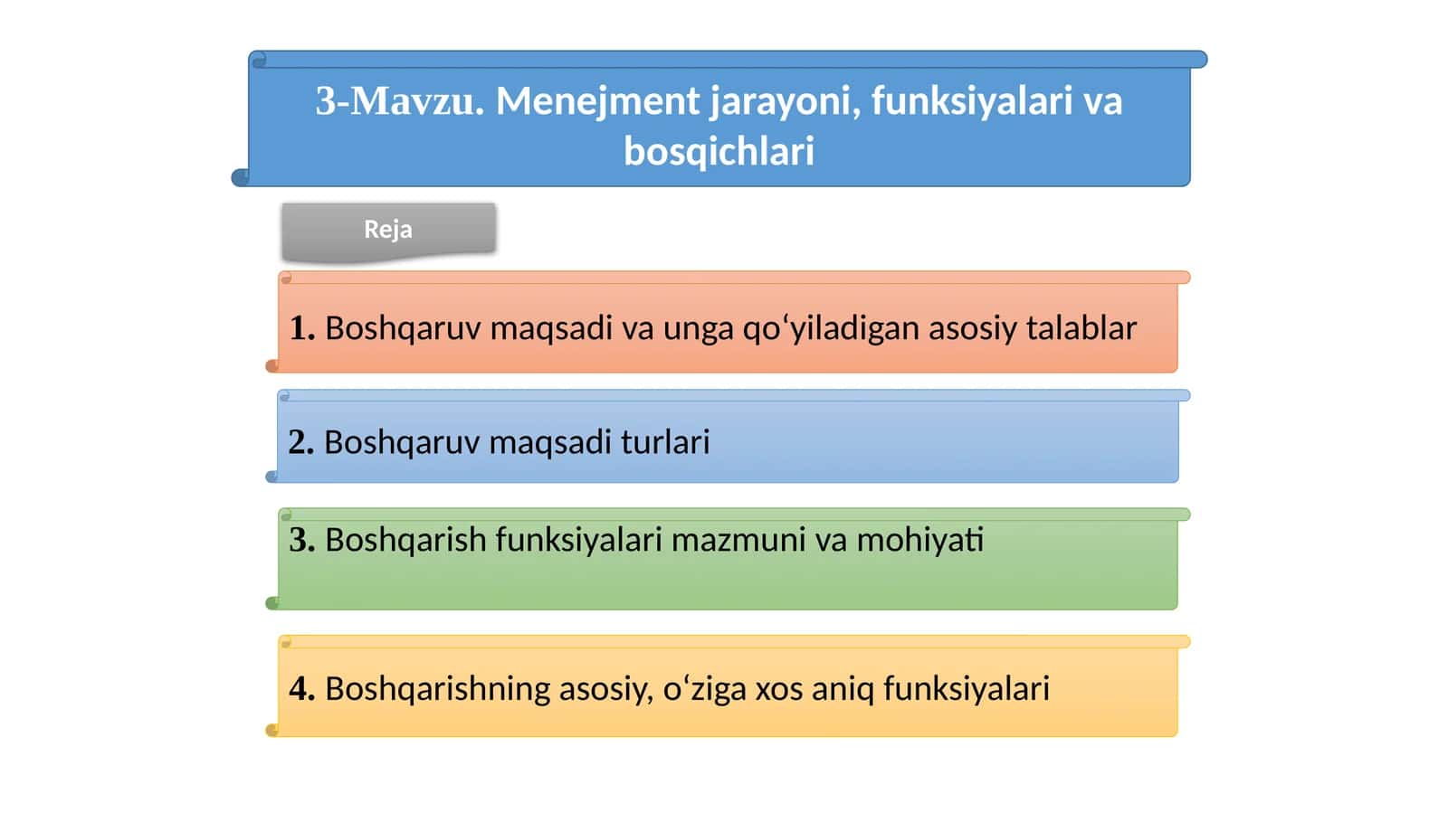 Menejment jarayoni, funksiyalari va bosqichlari 1