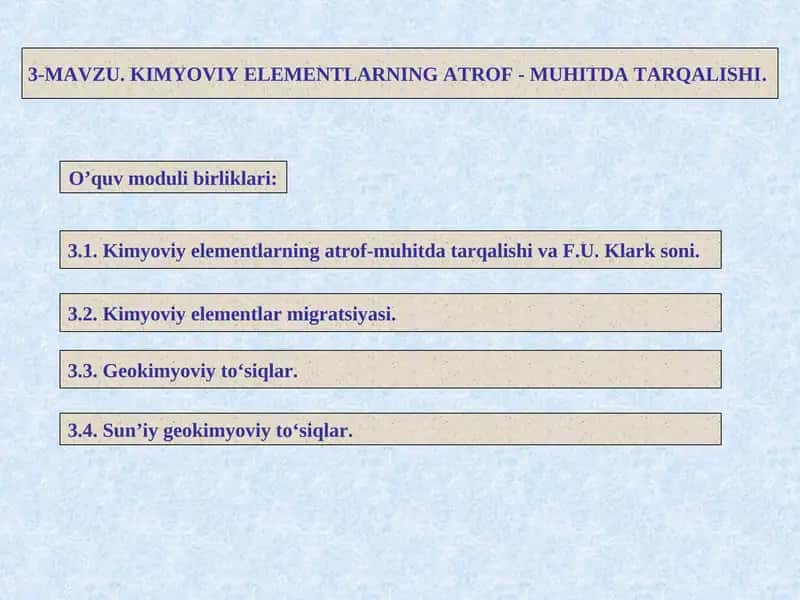 Kimyoviy elementlar migratsiyasi 1