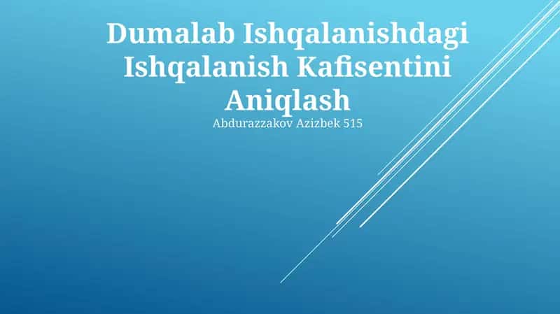 Dumalab Ishqalanishdagi Ishqalanish Kafisentini Aniqlash 1