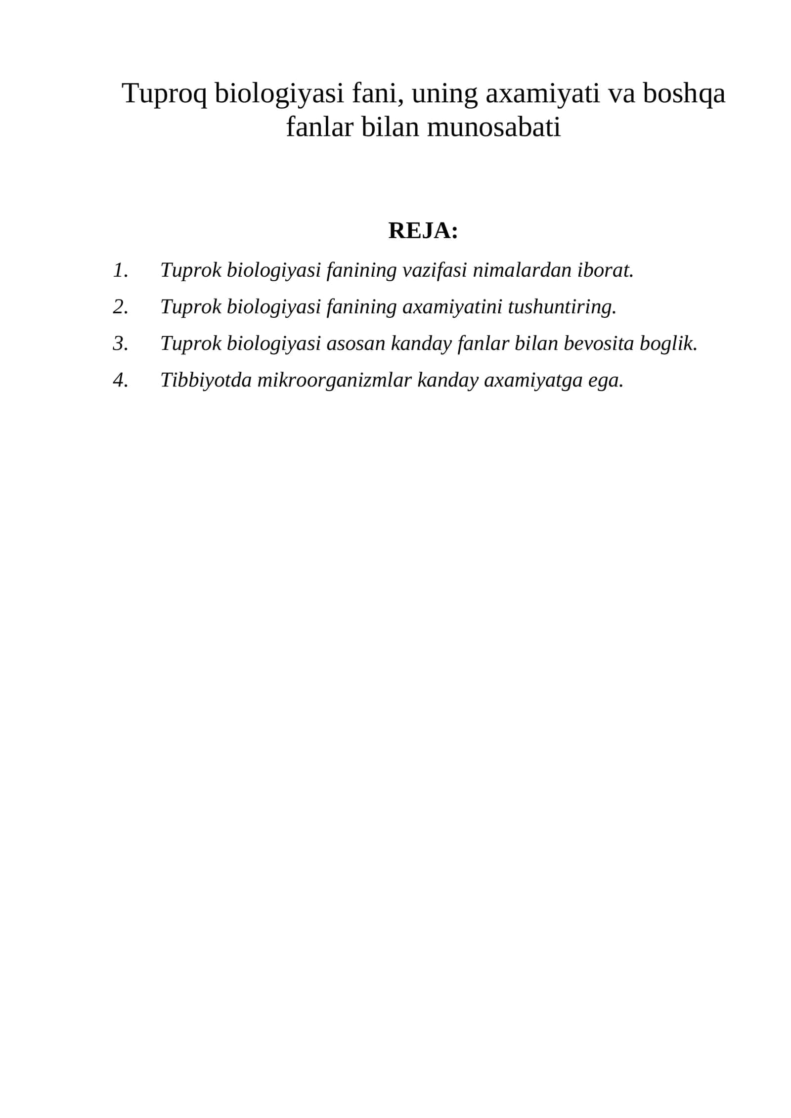 Tuproq biologiyasi 1