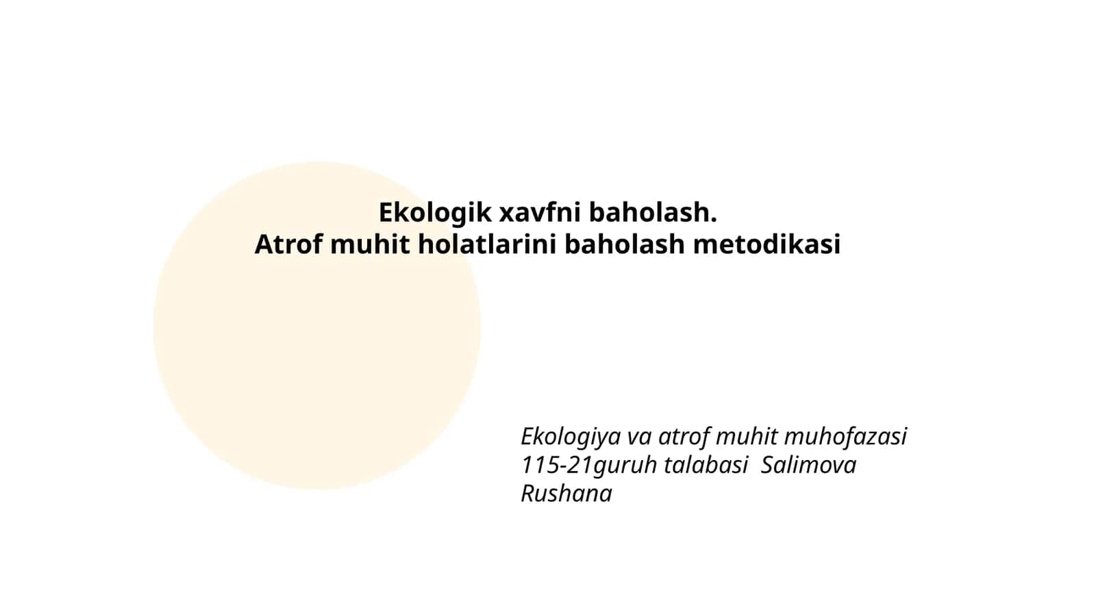 Ekologik xavfni baholash 1