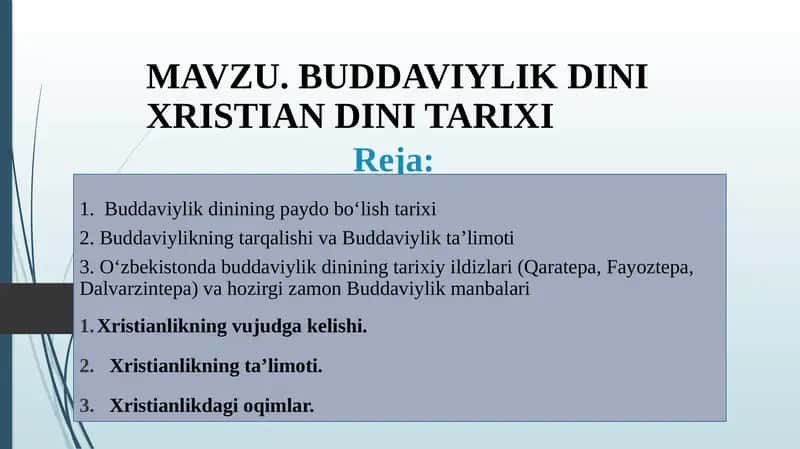 BUDDAVIYLIK DINIXRISTIAN DINI TARIXI 1