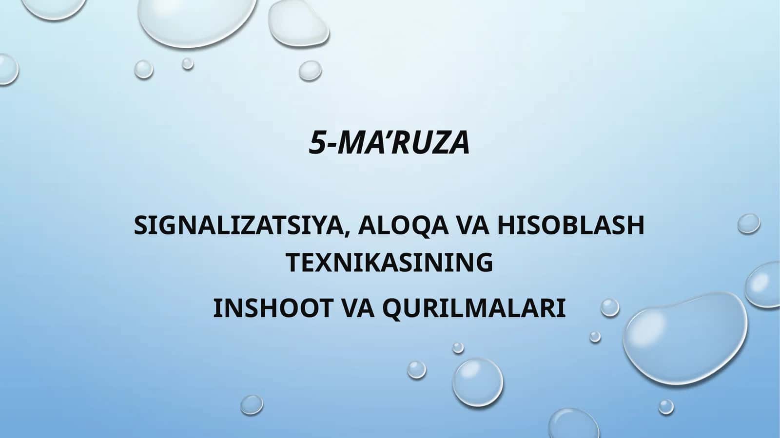 SIGNALIZATSIYA, ALOQA VA HISOBLASH TEXNIKASI 1