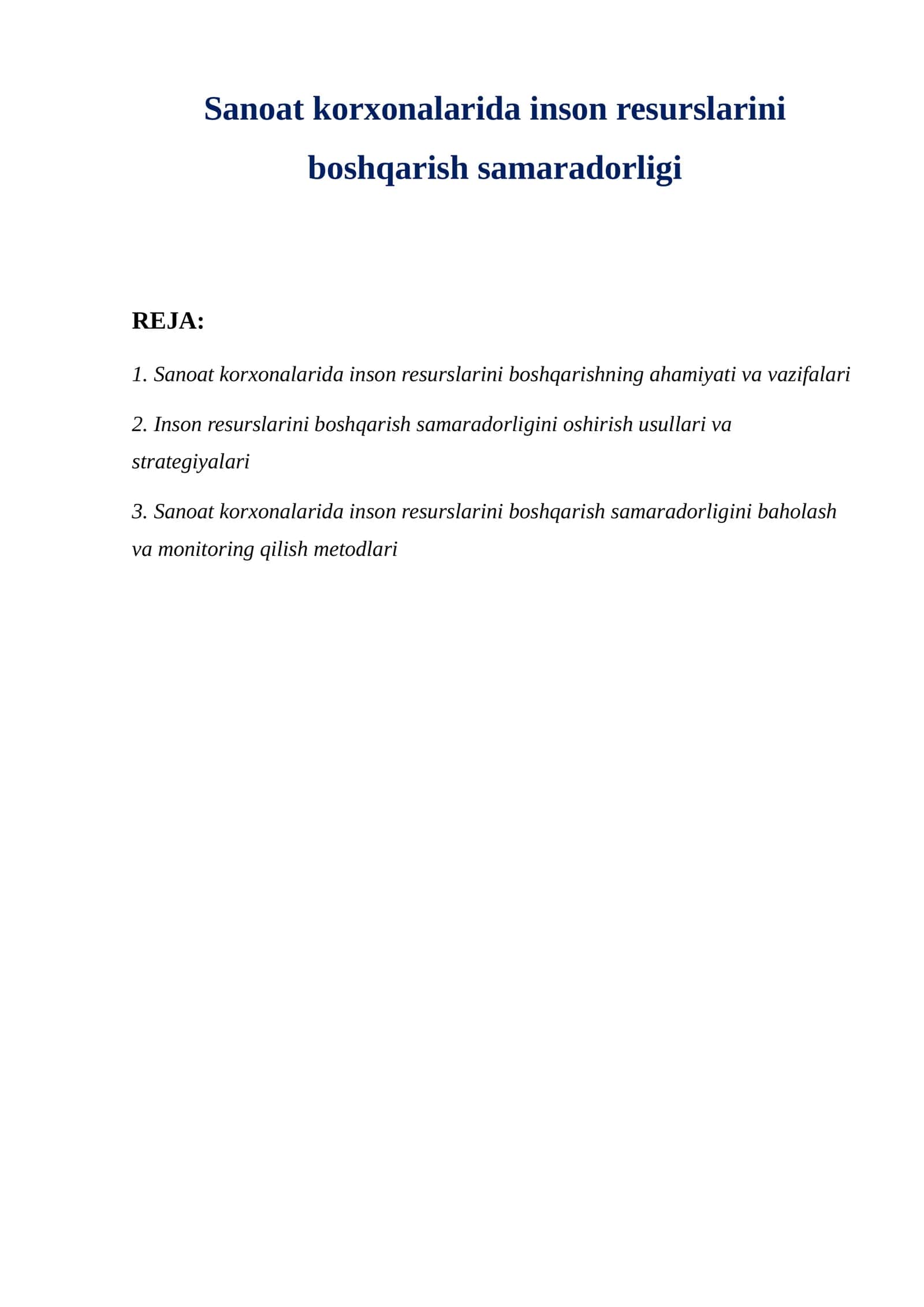 Sanoat korxonalarida inson resurslarini boshqarish samaradorligi 1