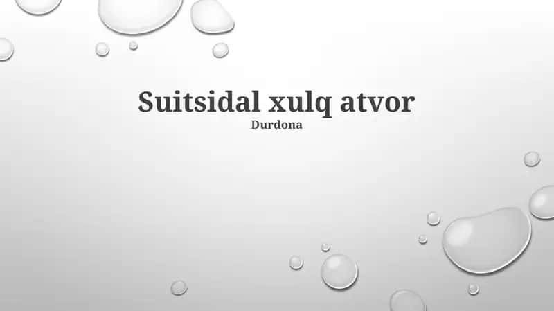 Suitsidal xulq atvor 1