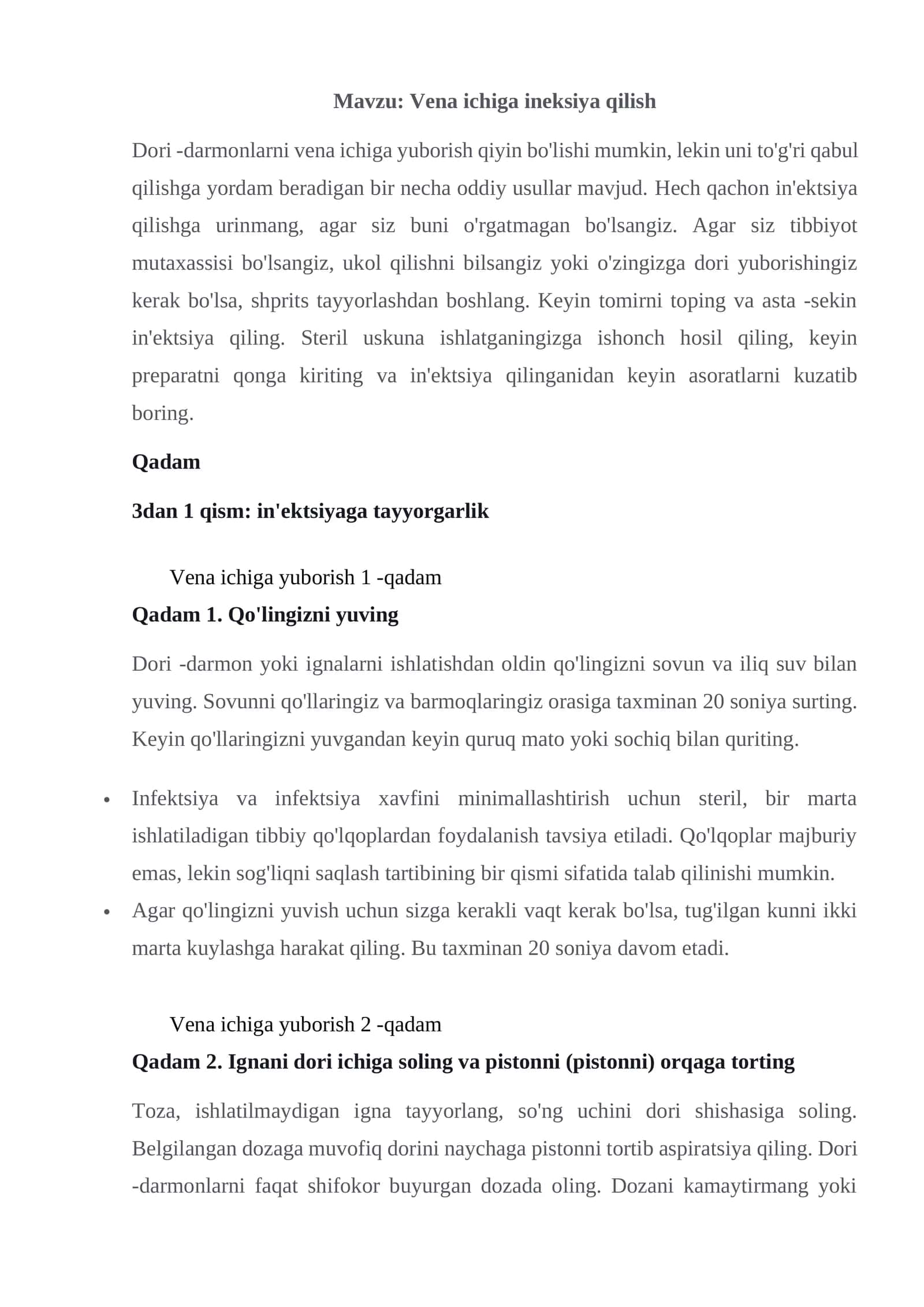 Vena ichiga ineksiya qilish 1