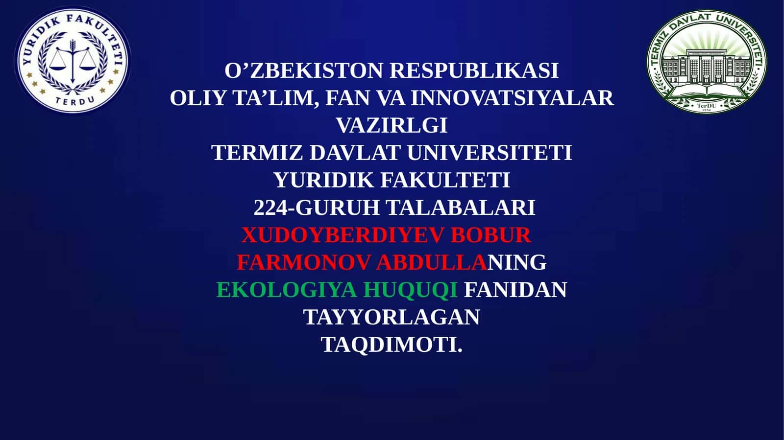 Malayziya Davlatining Ekologiya Huquqi 1