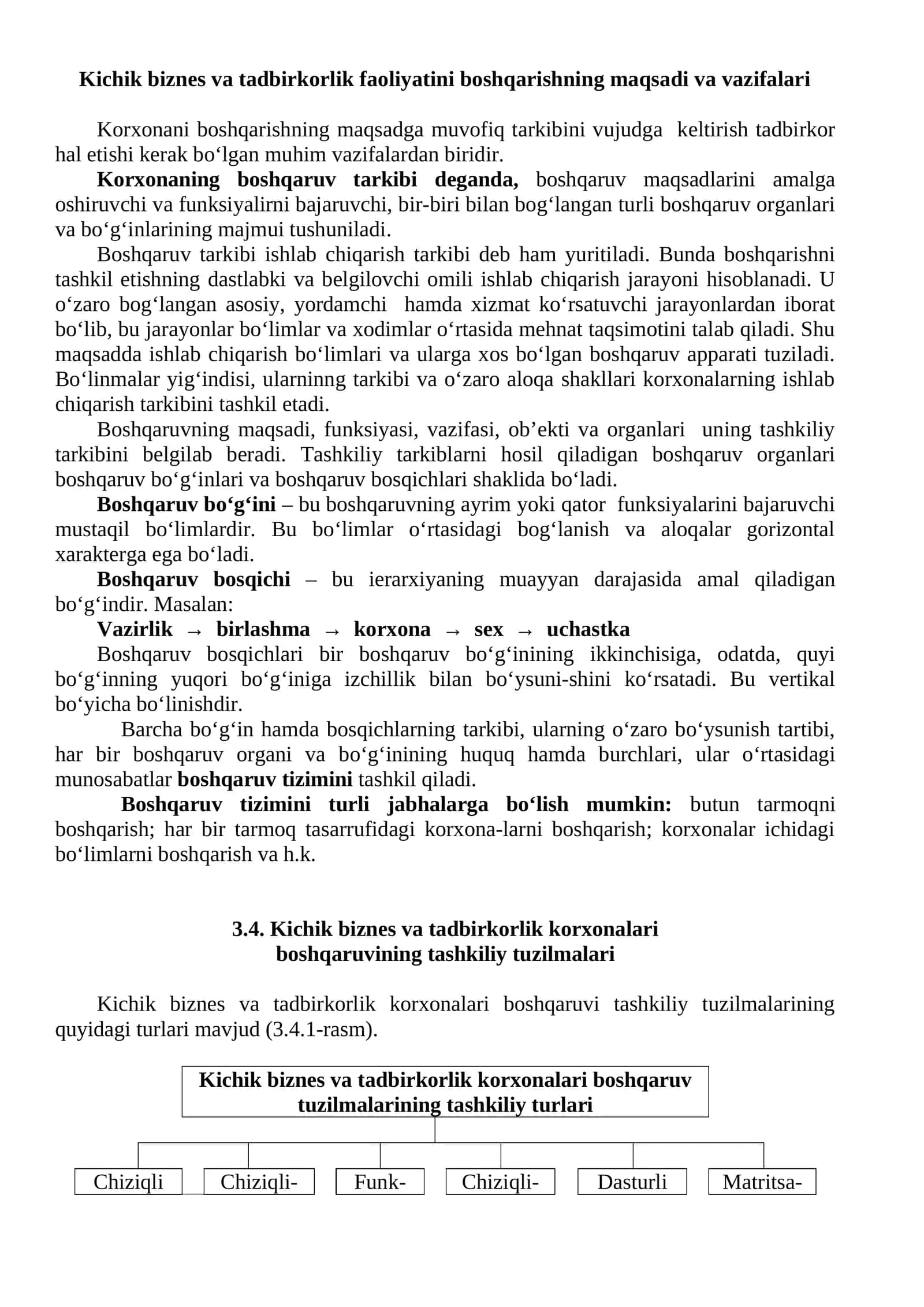 Kichik biznes va tadbirkorlik faoliyatini boshqarishning maqsadi va vazifalari 1