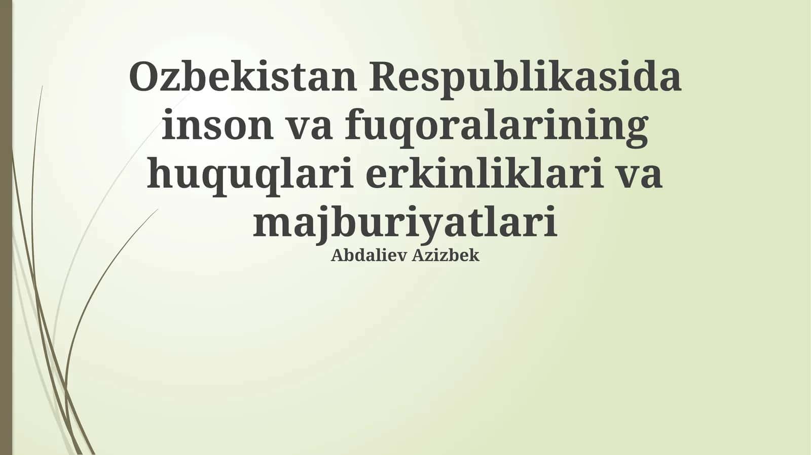 Oʻzbekiston Respublikasida inson va fuqoralarining huquqlari erkinliklari va majburiyatlari 1