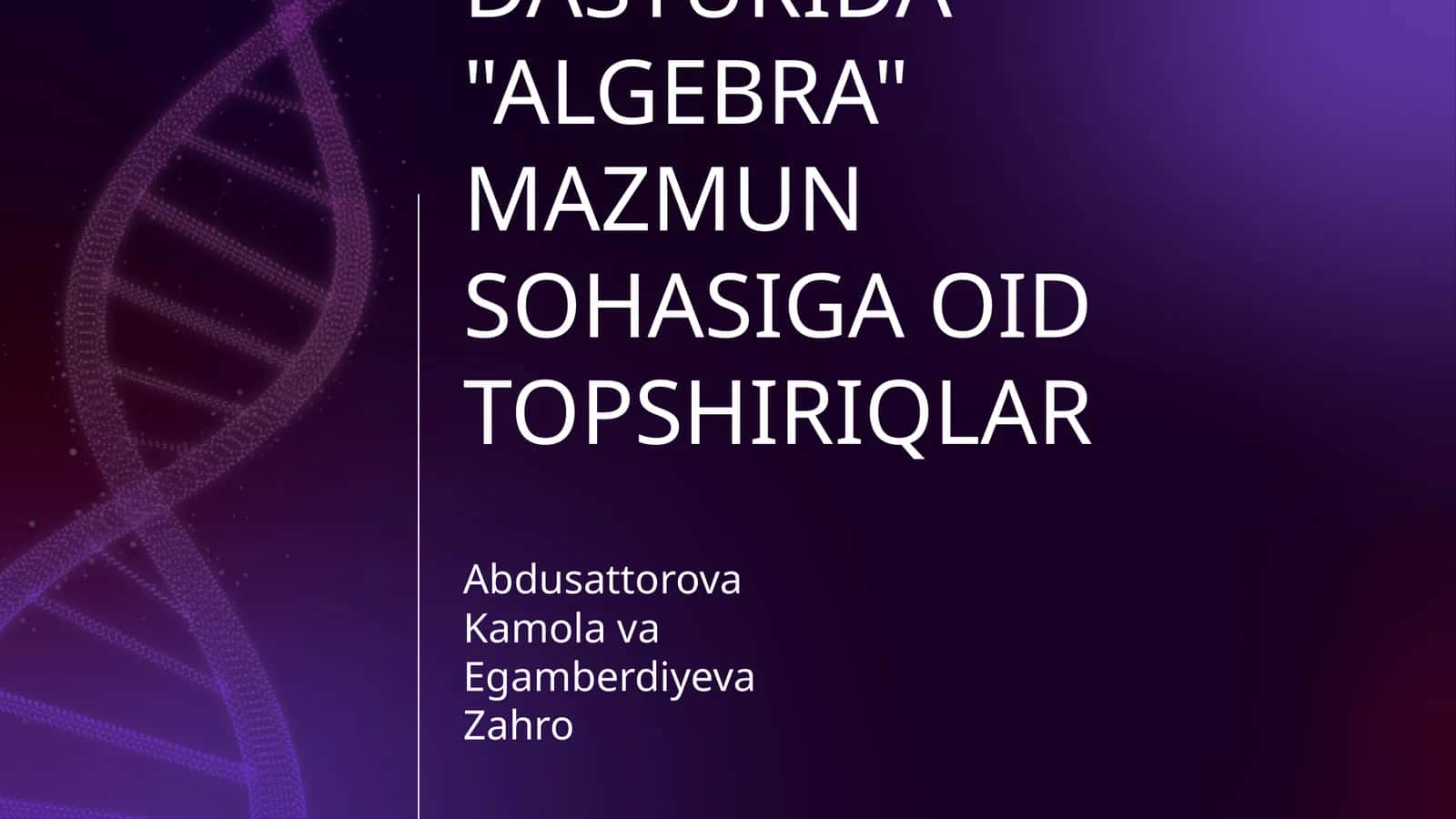 TIMSS XALQARO BAHOLASH DASTURIDA "ALGEBRA" MAZMUN SOHASIGA OID TOPSHIRIQLAR 1