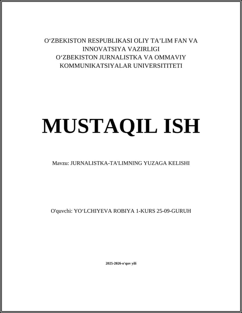 JURNALISTKA-TA'LIMNING YUZAGA KELISHI 1
