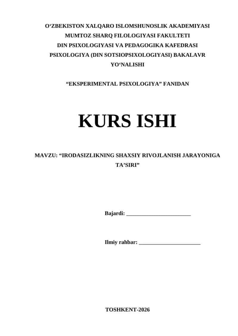 Irodasizlikning shaxsiy rivojlanish jarayoniga ta’siri 1