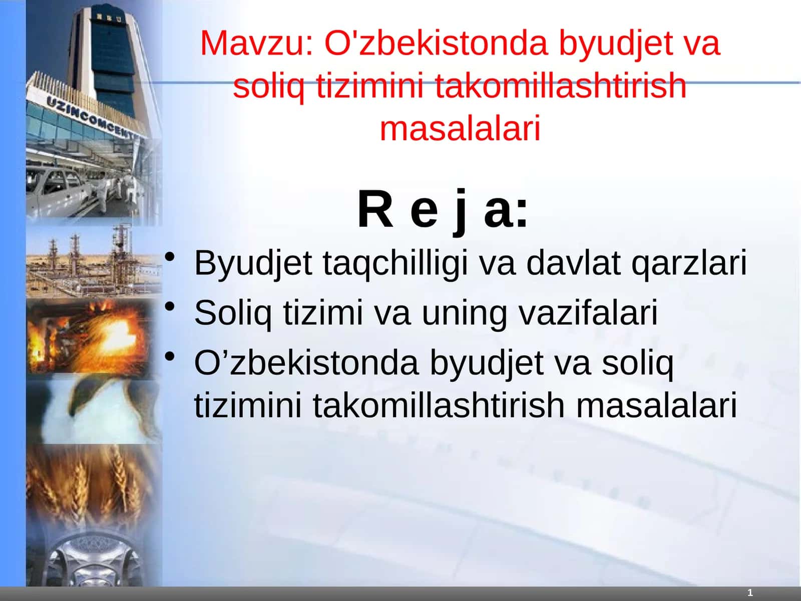O'zbekistonda byudjet va soliq tizimini takomillashtirish masalalari 1