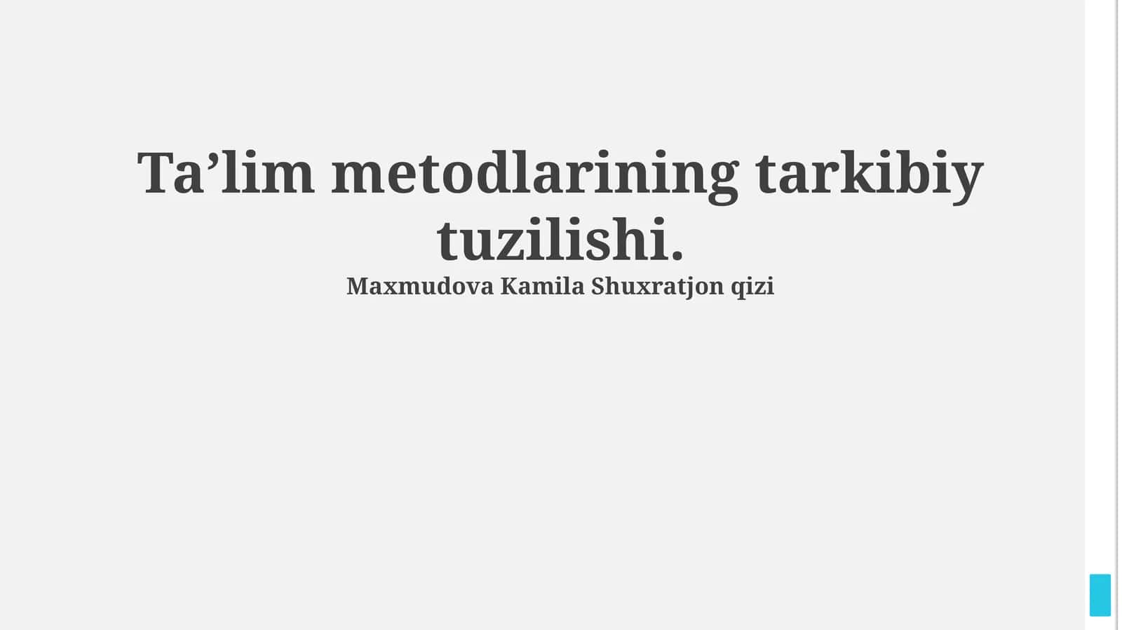 Ta'lim metodlarining tarkibiy tuzilishi 1