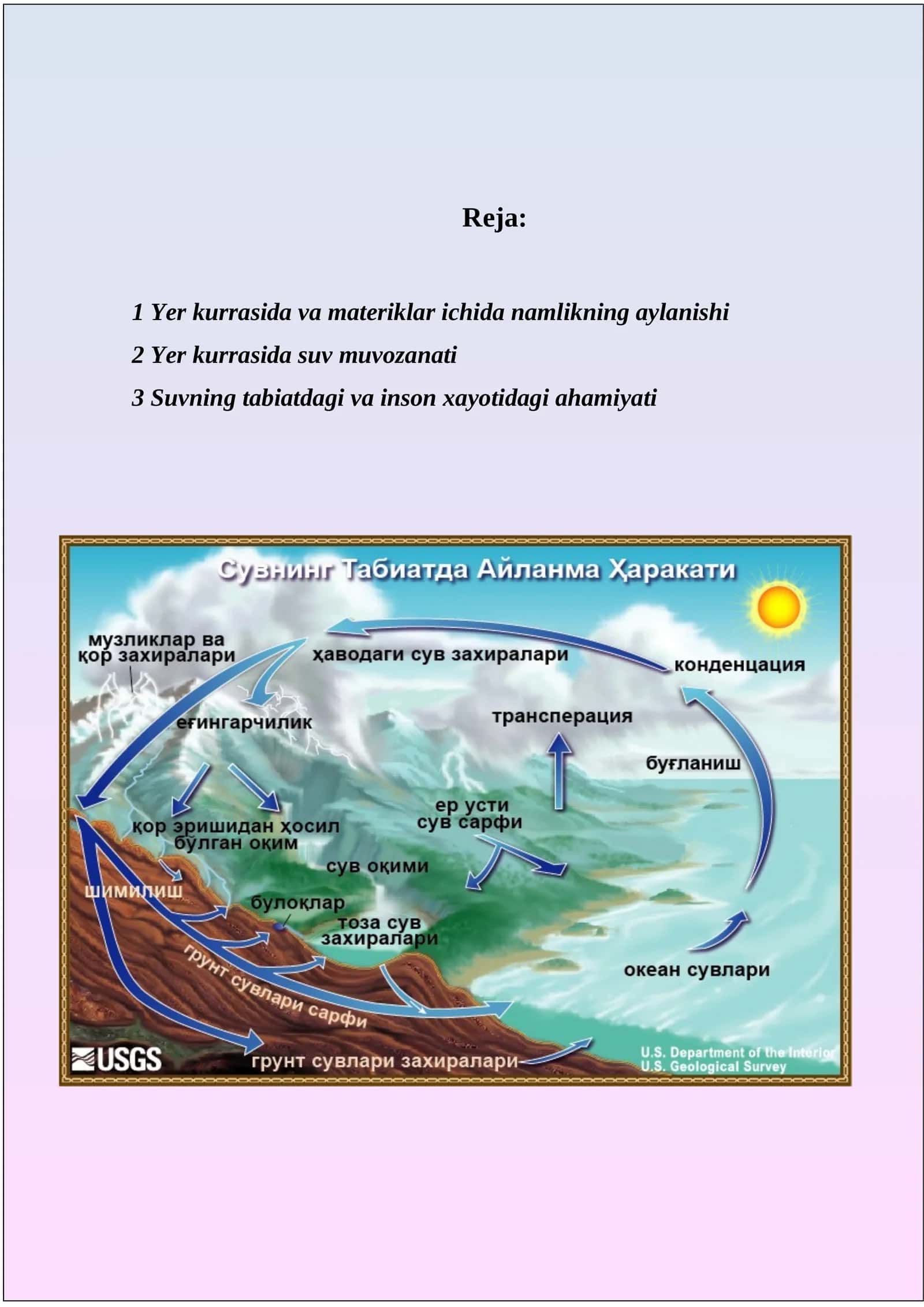 Yer kurrasida va materiklar ichida namlikning aylanishi 1