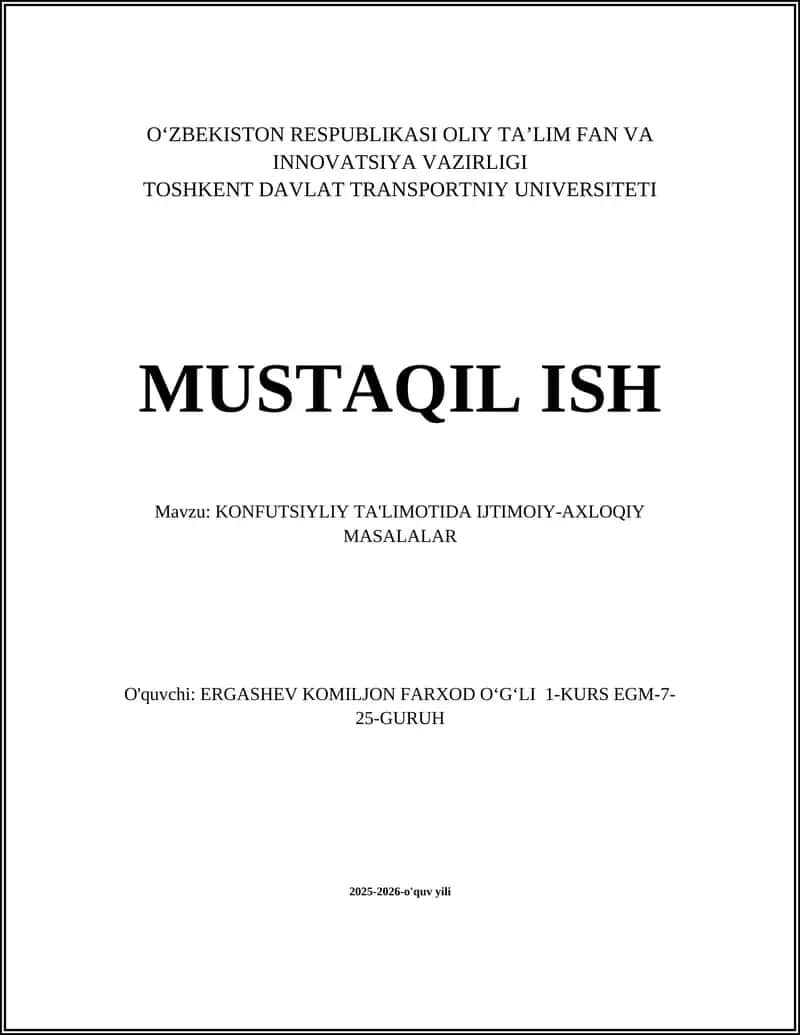 KONFUTSIYLIY TA'LIMOTIDA IJTIMOIY-AXLOQIY MASALALAR 1