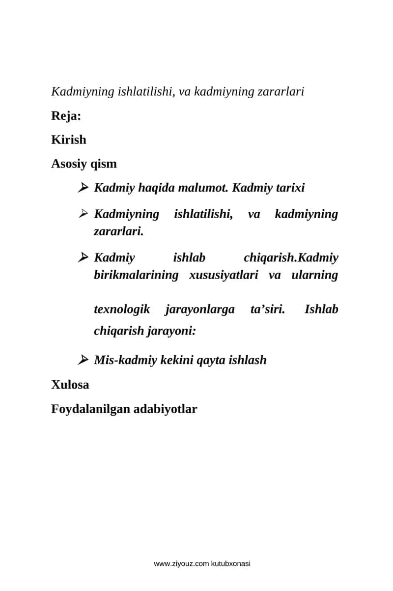 Kadmiyning ishlatilishi, va kadmiyning zararlari 1