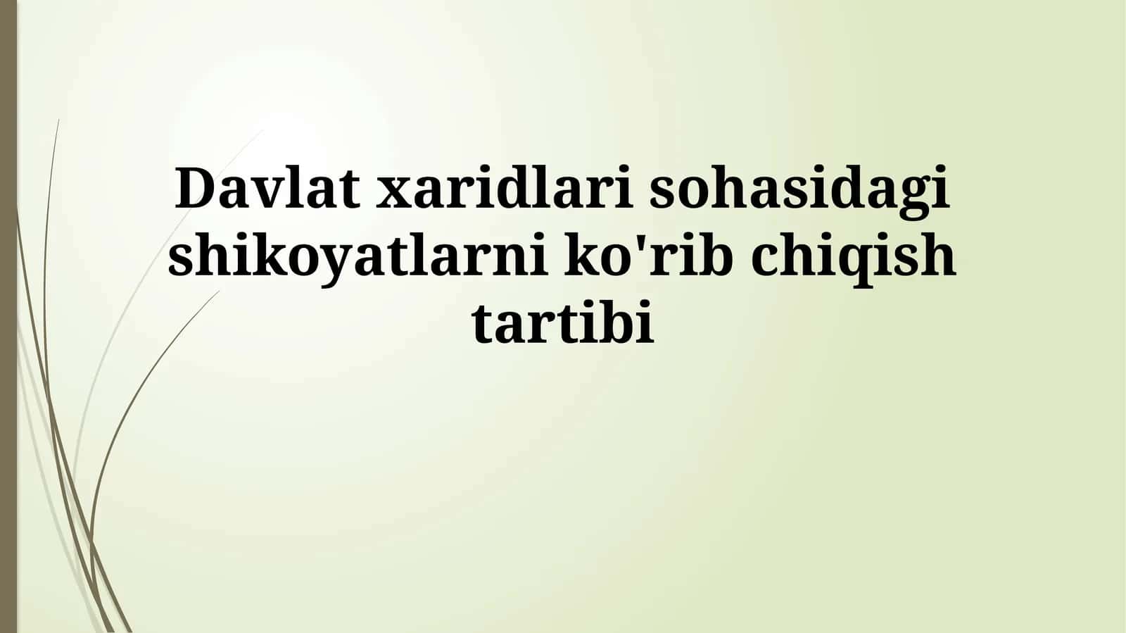 Davlat xaridlari sohasidagi shikoyatlarni ko'ribchiqishtartibi 1