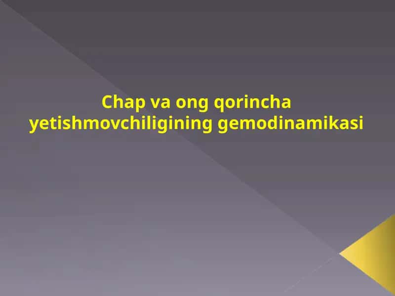 O'tkir yurak etishmovchiligining eng izchil belgilaridan biri sinus taxikardiyasi 1