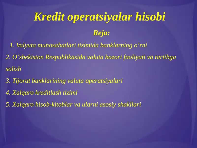 Kreditoperatsiyalar hisobi 1