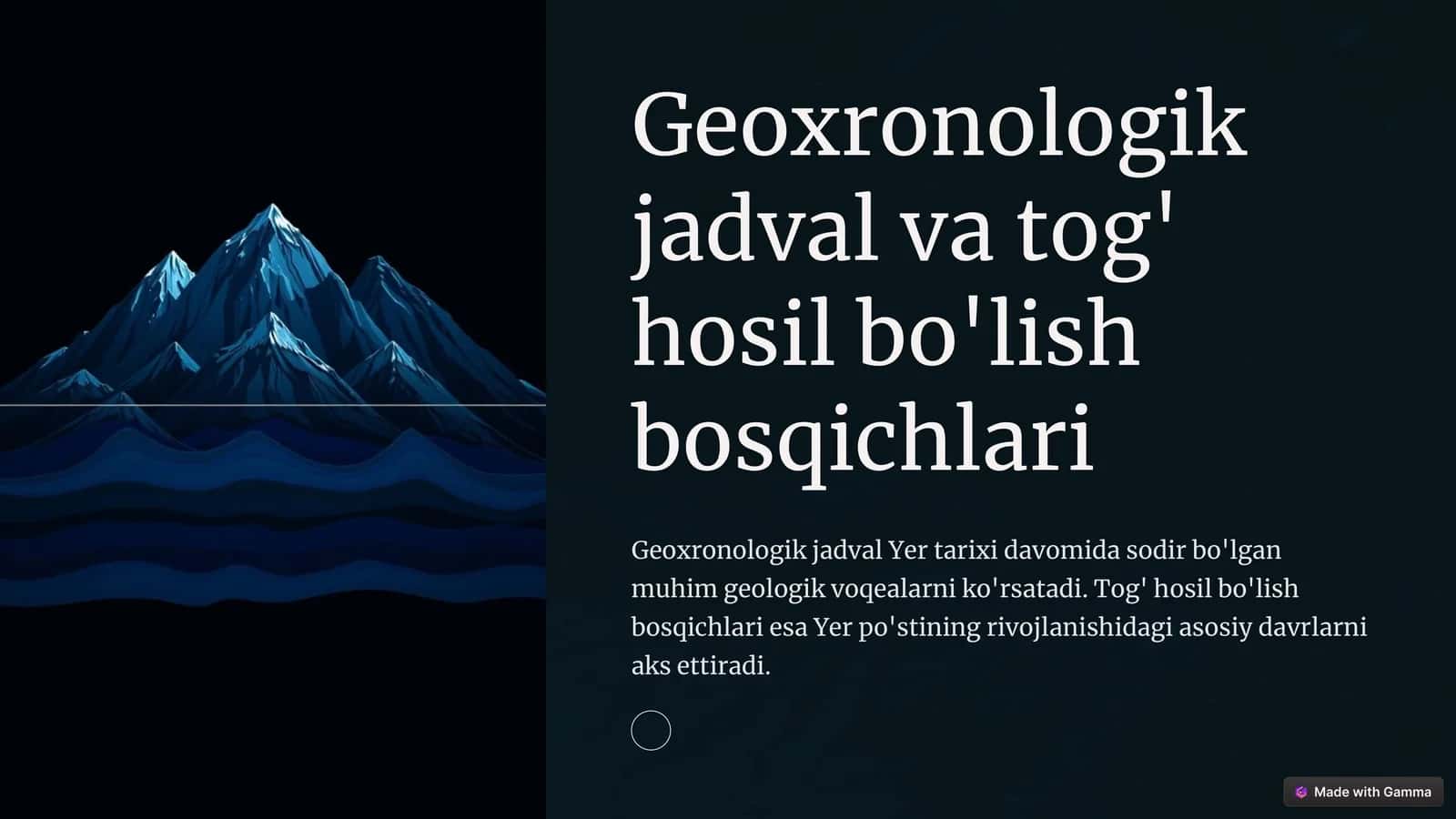 Geoxronologik jadval va tog' hosil bo'lish bosqichlari 1