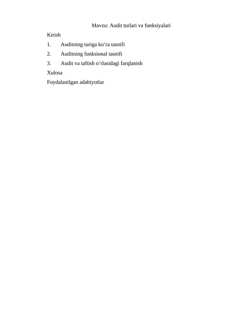 Audit turlari va funksiyalari 1