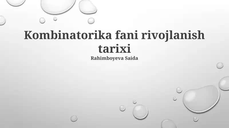 Kombinatorika fani rivojlanish tarixi 1