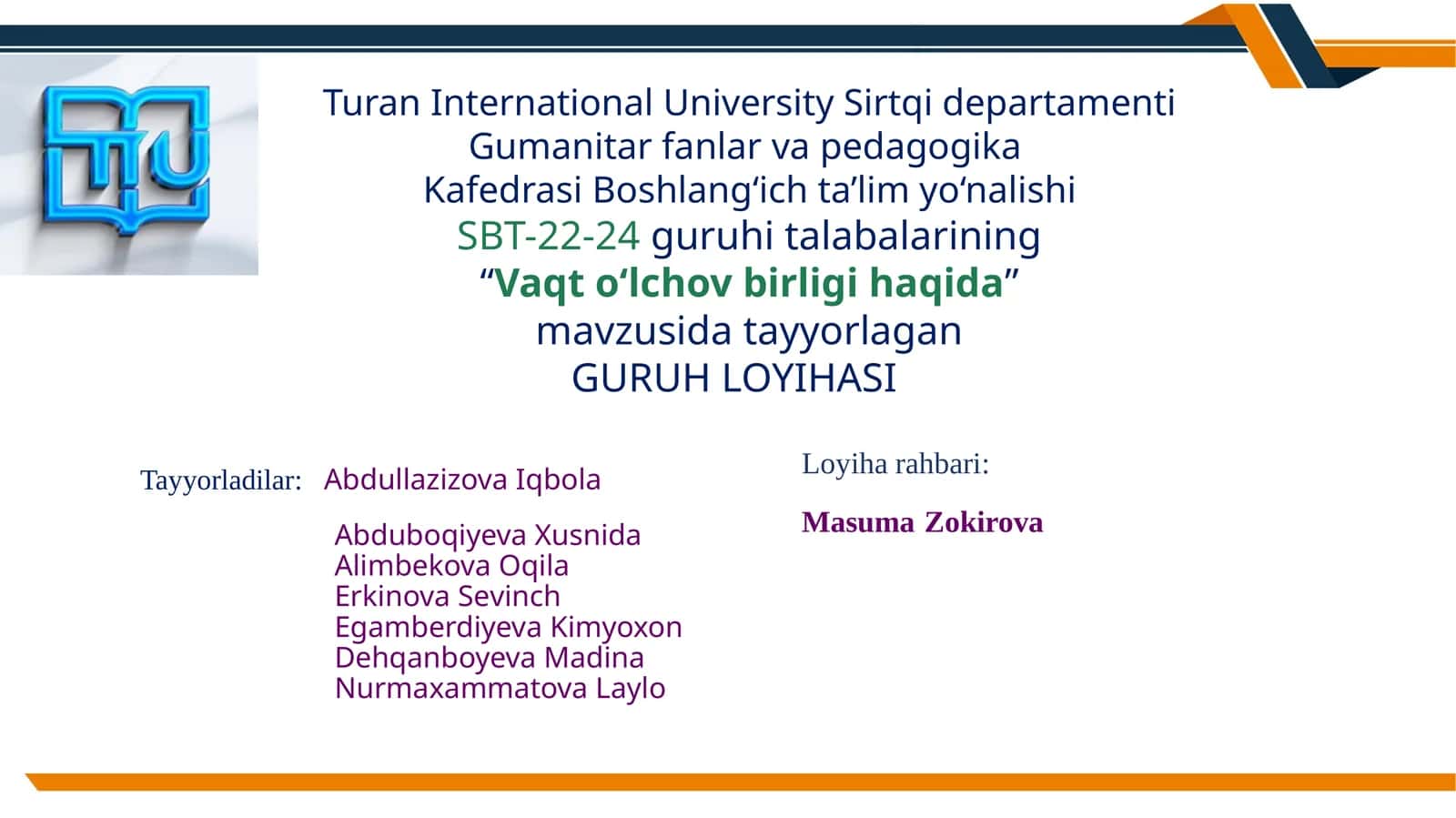 Vaqt o‘lchov birligi haqida 1
