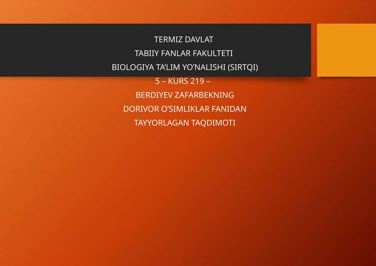 BIOLOGIYA TA’LIM YO’NALISHI (SIRTQI) 1