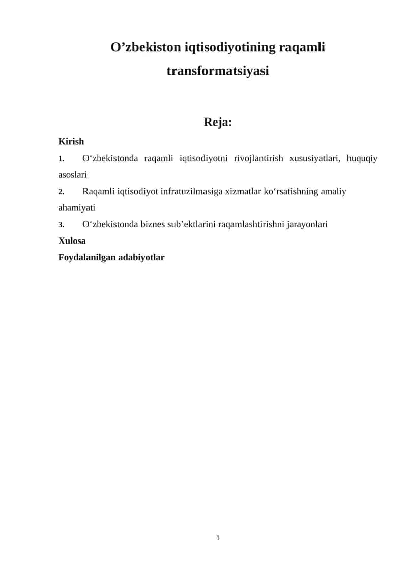O’zbekiston iqtisodiyotining raqamli transformatsiyasi 1