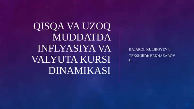 Inflyatsiya va Valyuta kursi dinamikasi 1