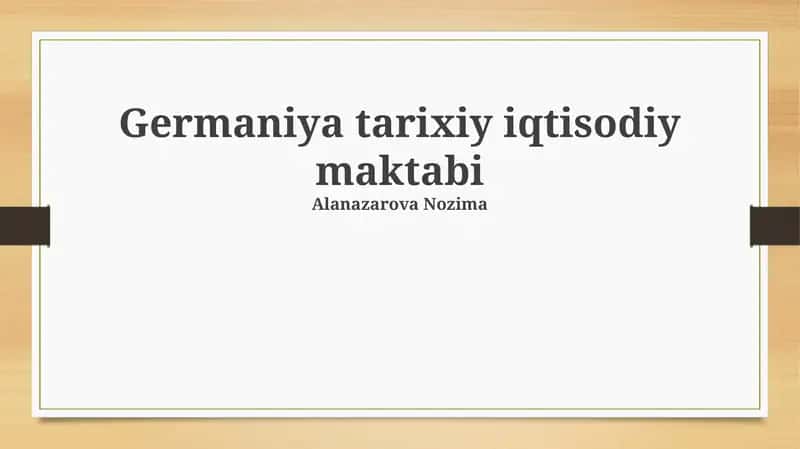 Germaniya tarixiy iqtisodiy maktabi 1