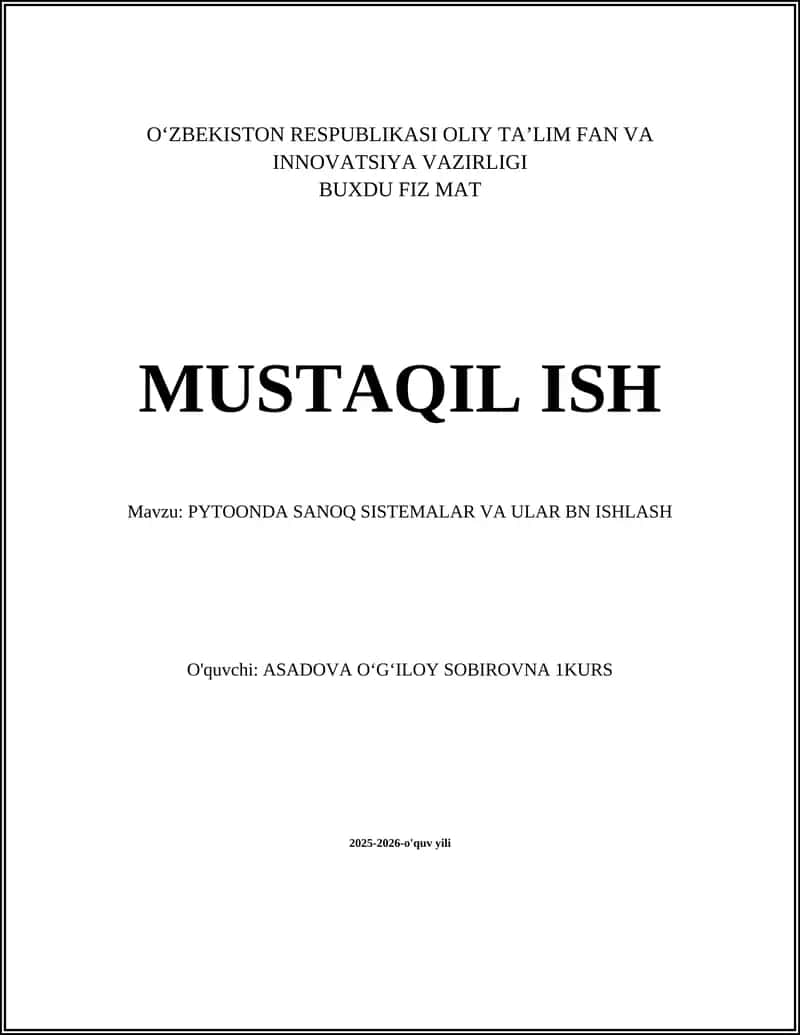 Pythonda Sanoq Sistemalar va Ular bn ishlash 1