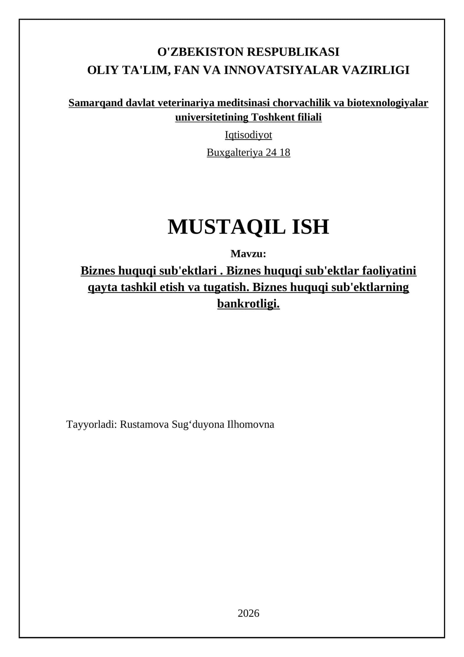 Biznes huquqi sub'ektlari 1