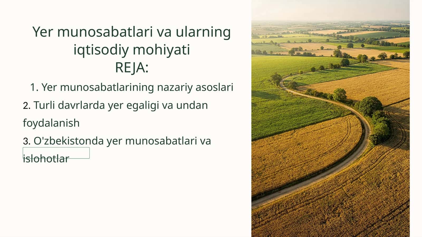 Yer munosabatlari va ularning iqtisodiy mohiyati 1