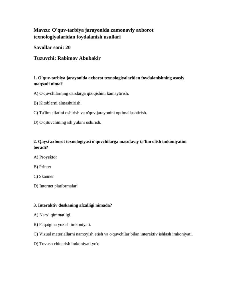 O'quv-tarbiya jarayonida zamonaviy axborot texnologiyalaridan foydalanish usullari 1