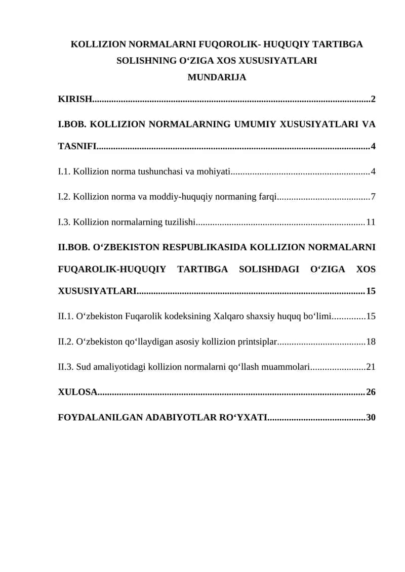 KOLLIZION NORMALARNI FUQOROLIK- HUQUQIY TARTIBGA SOLISHNING OʻZIGA XOS XUSUSIYATLARI 1