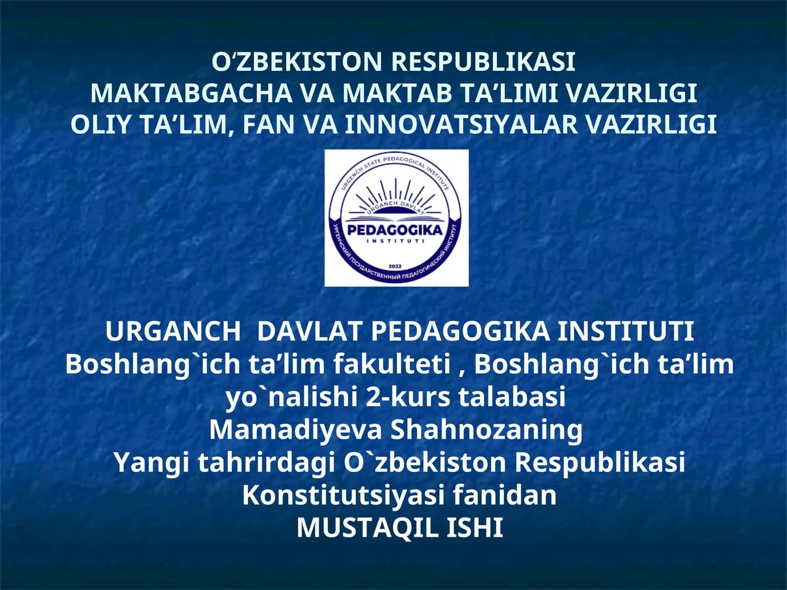 Miranda qoidasining O'zbekiston Konstitutsiyasida mustahkamlanishi va ahamiyati..ppt 1