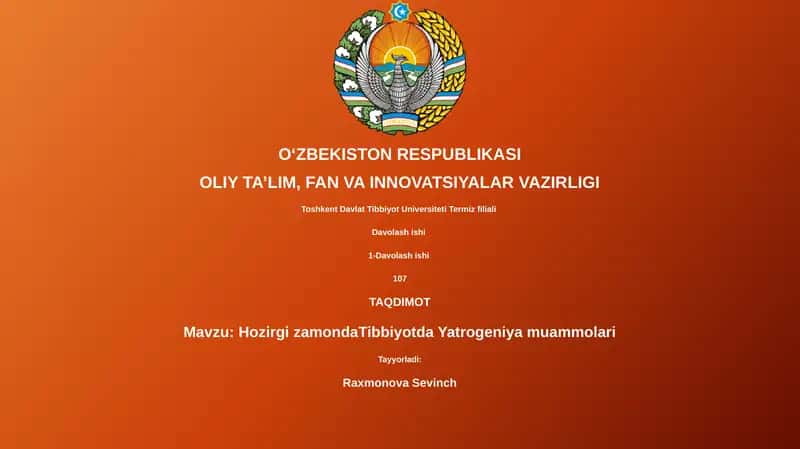 Hozirgi zamonda Tibbiyotda Yatrogeniya muammolari 1