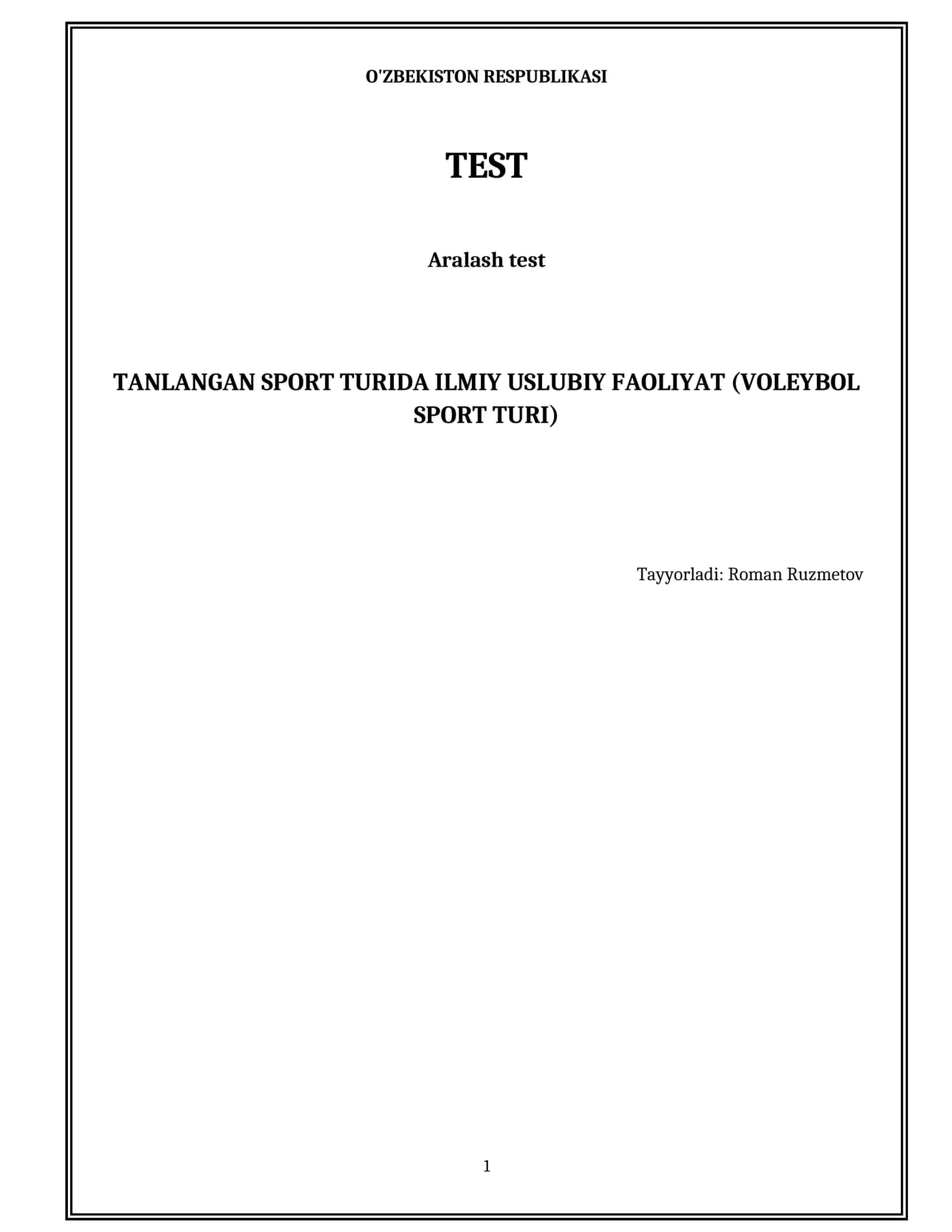 Tanlangan sport turida ilmiy uslubiy faoliyat (voleybol sport turi) 1