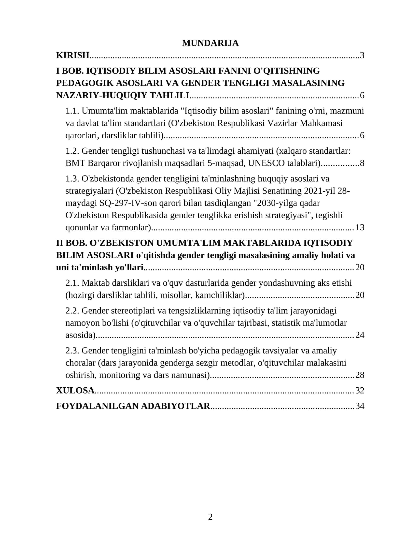 Iqtisodiy bilim asoslari o'qitishda gender tengligi masalasi 1