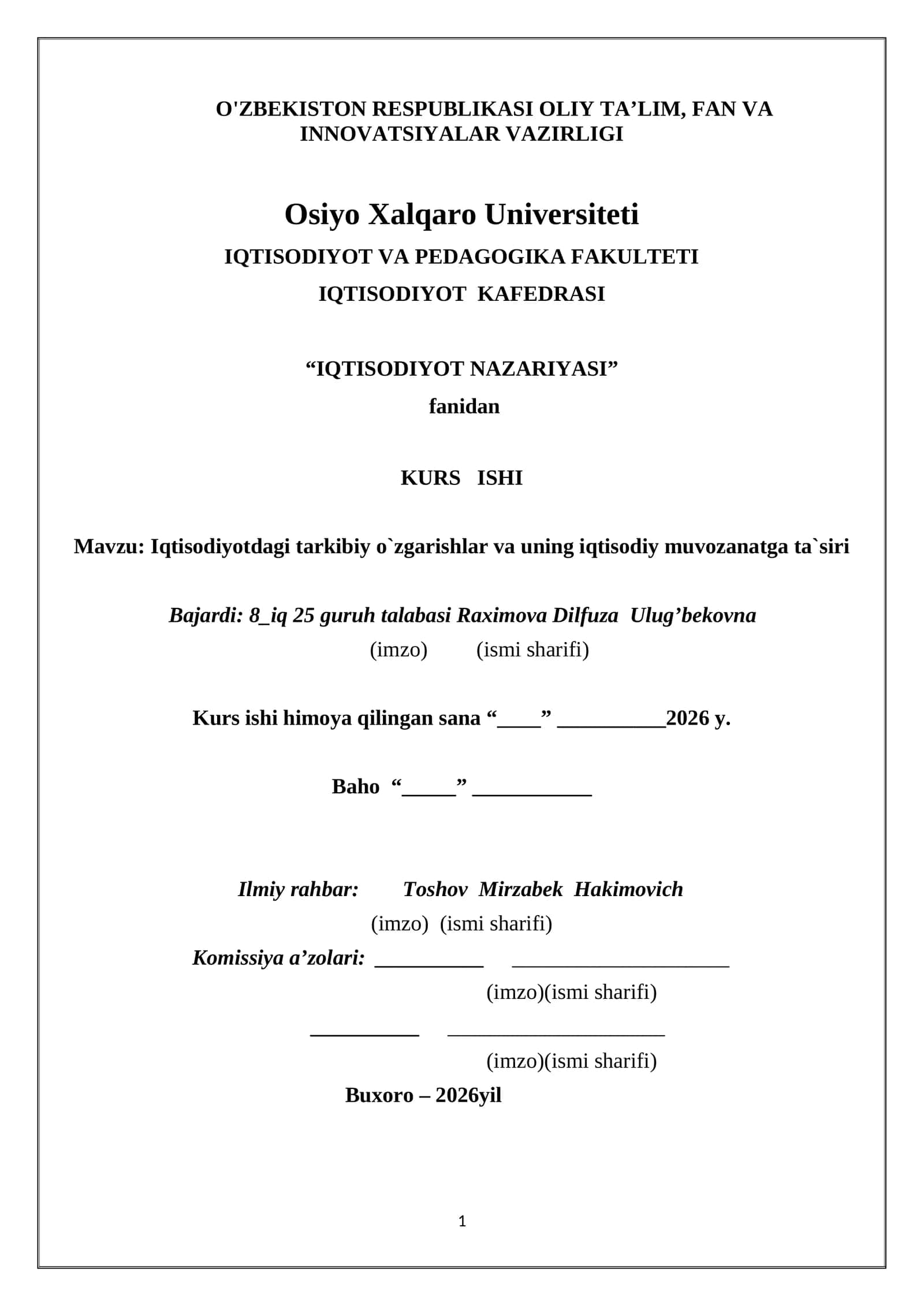 iQTISODIYOT NAZARIYASI KURS IShI 1