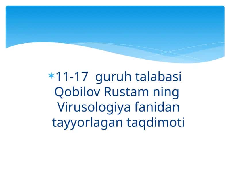 Virusologiyadan tayyorlagan taqdimot: Biosfera va mikroorganizmlar ekologiyasi 1