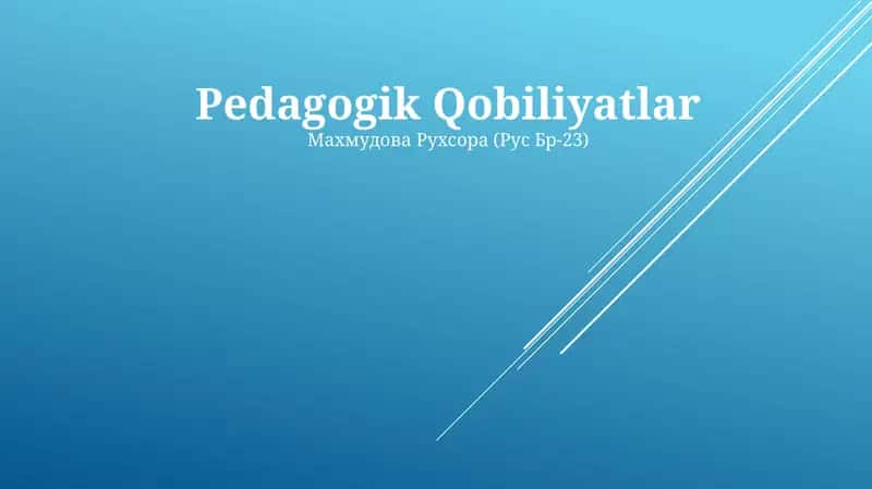 Pedagogik Qobiliyatlar 1