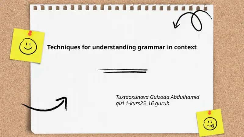 Techniques for understanding grammar in context 1