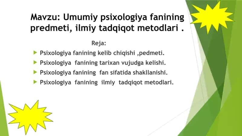 Umumiy psixologiya fanining predmeti, ilmiy tadqiqot metodlari 1