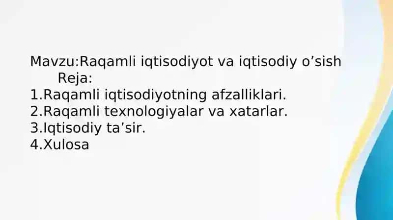 Raqamli iqtisodiyot va iqtisodiy o'sish