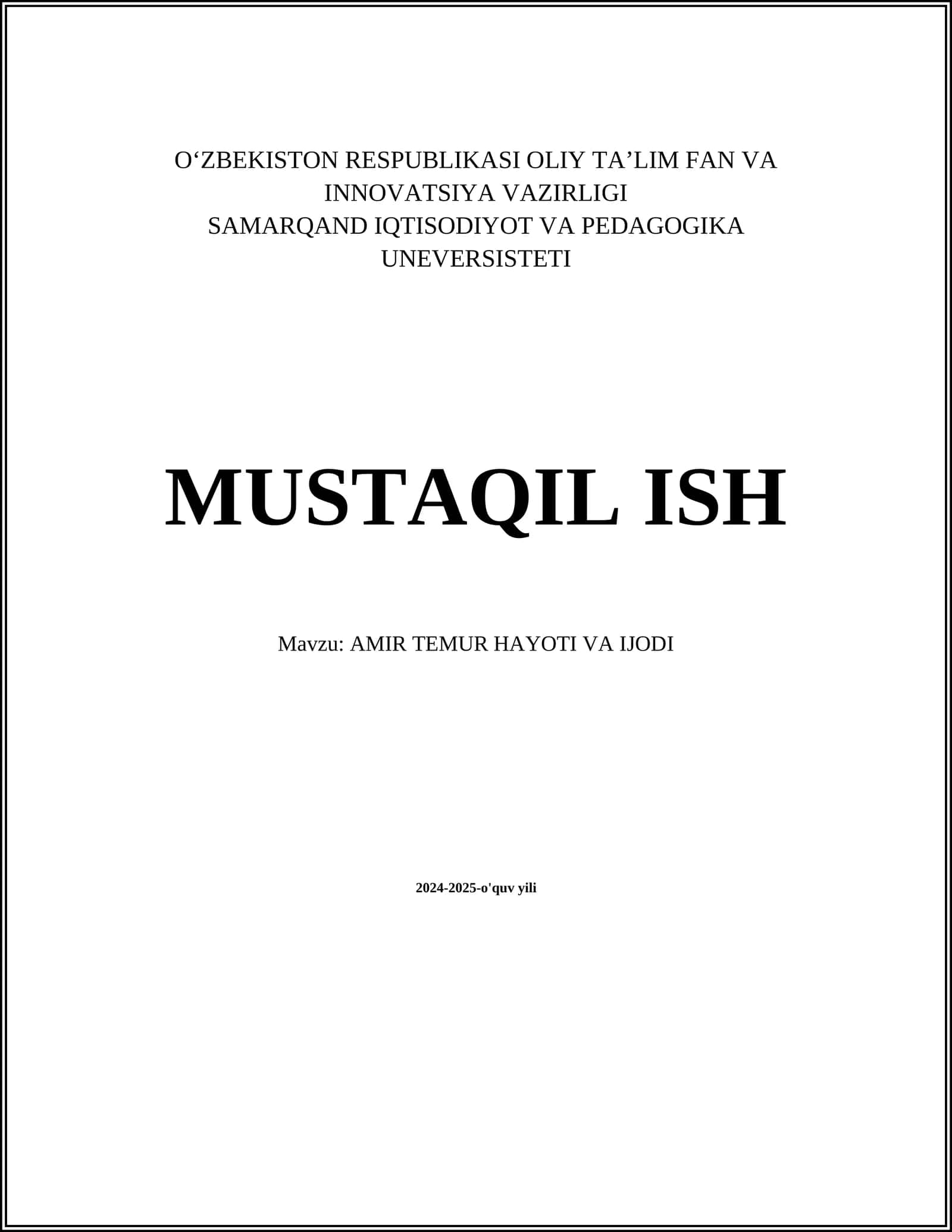 AMIR TEMUR HAYOTI VA IJODI 1